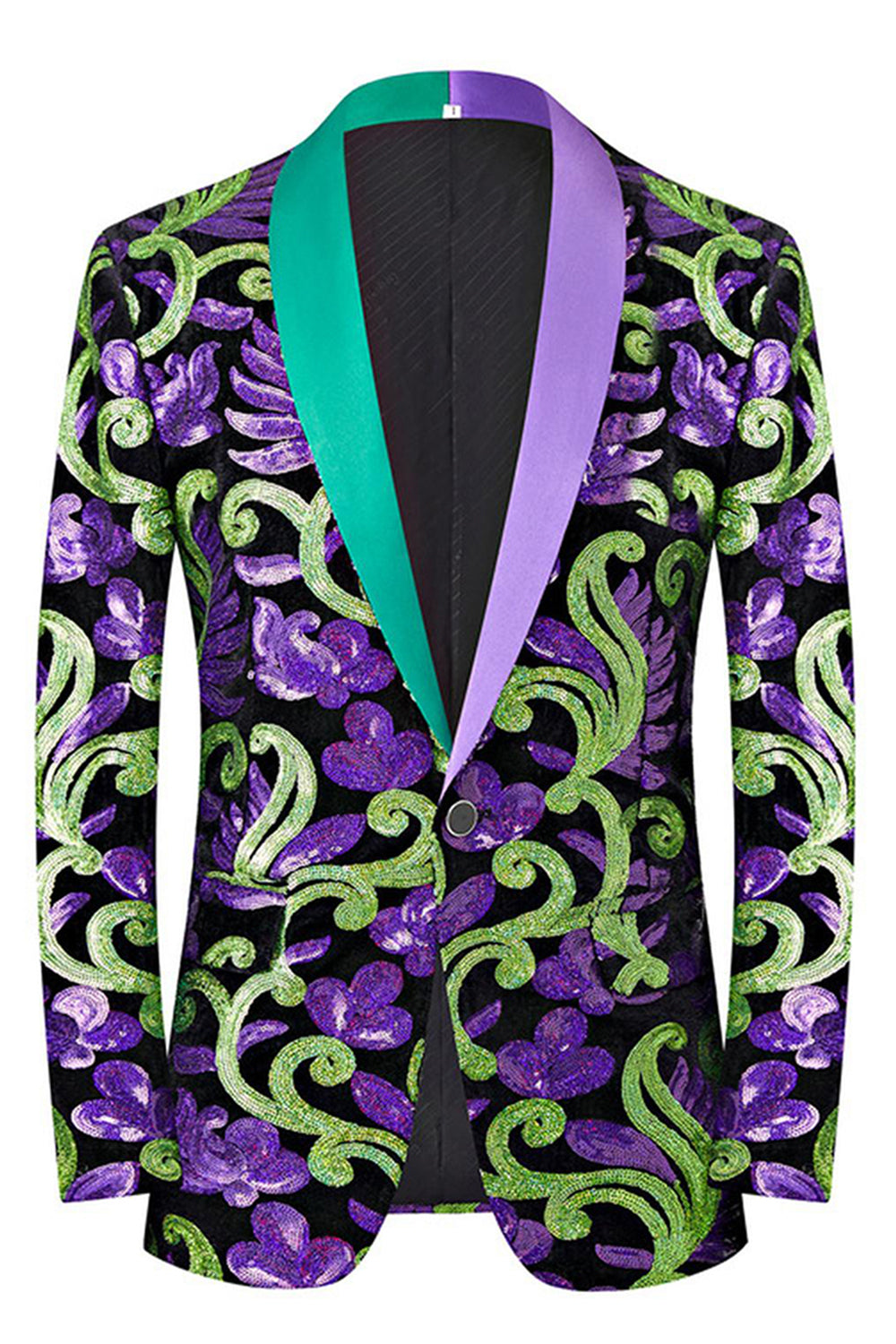 Zielone 2-częściowe żakardowe szalowe klapy męskie garnitury na studniówkę