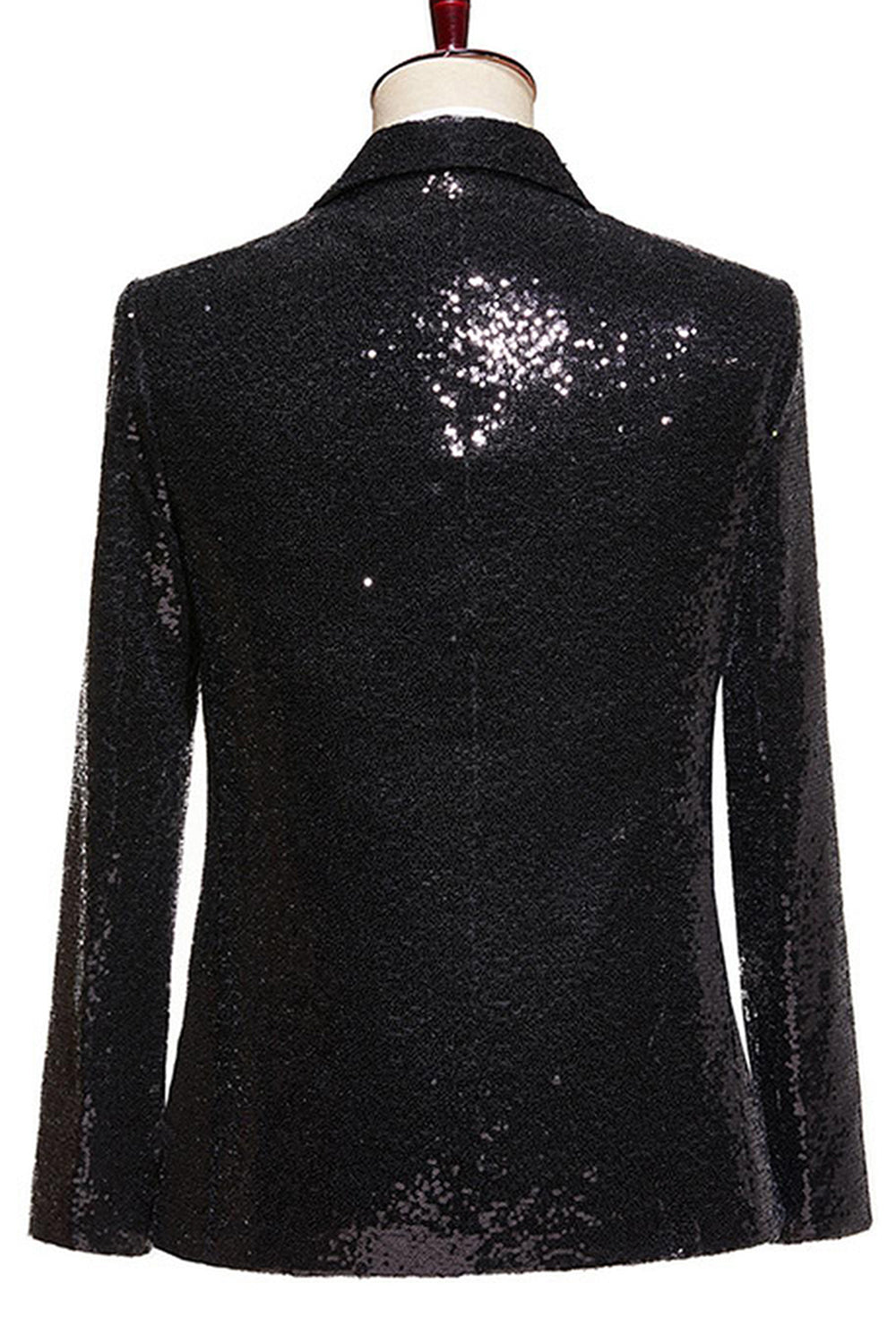 Czarne cekiny 2-częściowe męskie garnitury balowe z klapami w kształcie szczytu