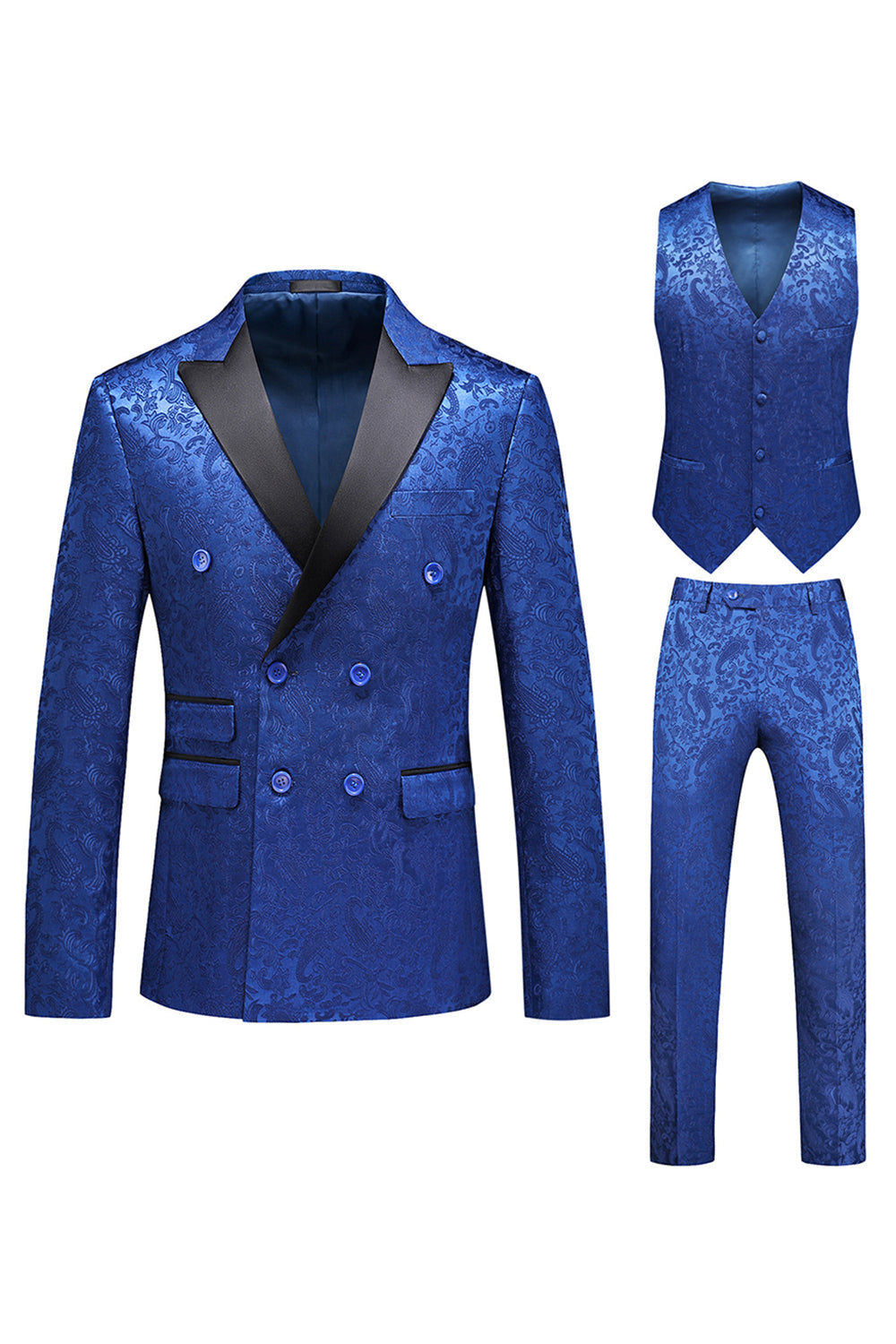 Różowy nadruk Peak Lapel 3-częściowe męskie garnitury na studniówkę