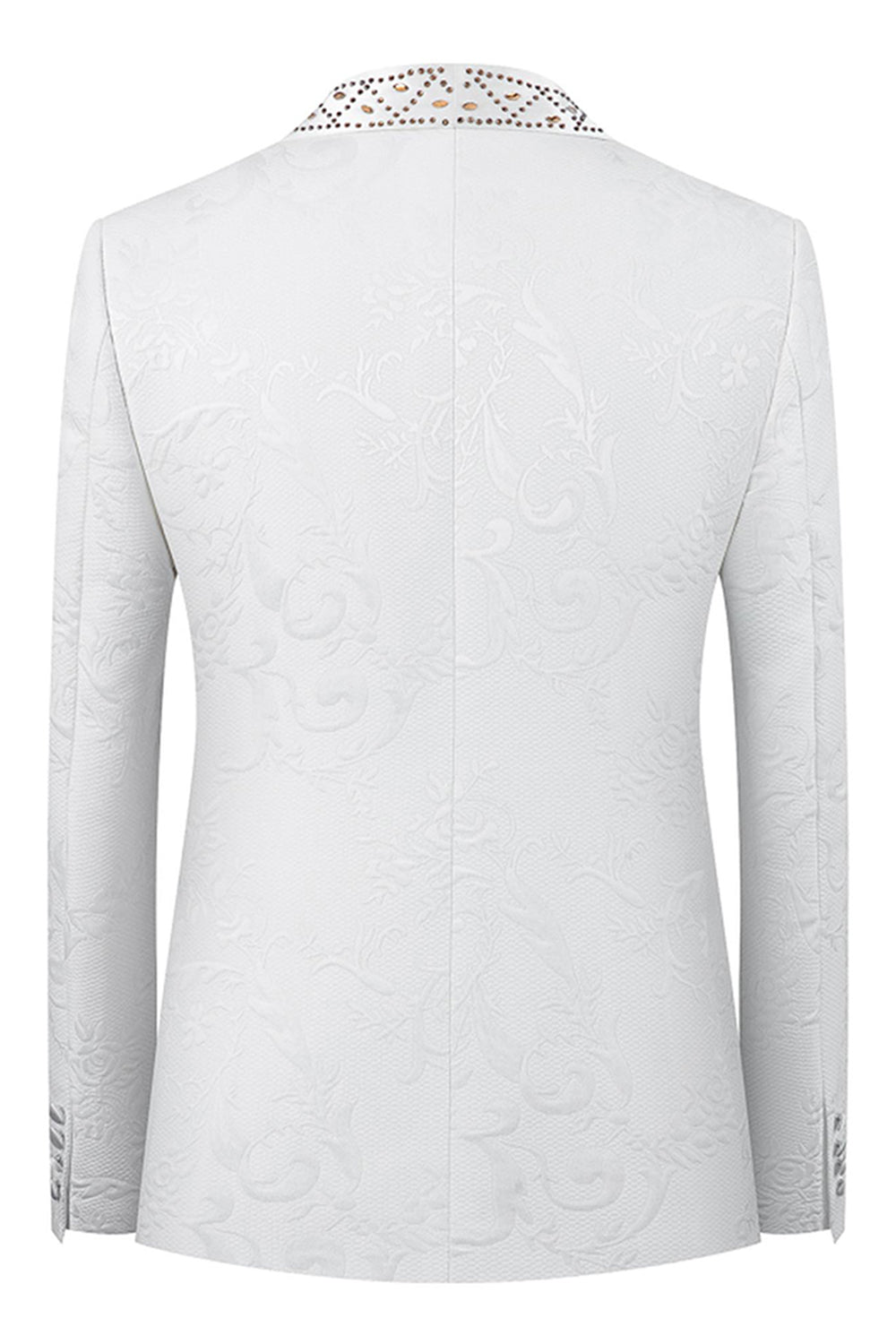 Biały szal klapa 2-częściowe męskie garnitury z koralikami