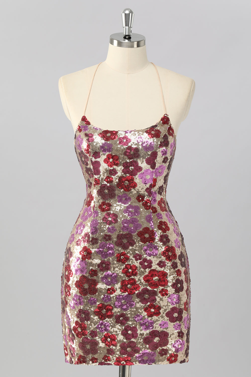Żółta kwiatowa cekinowa sukienka bodycon mini homecoming