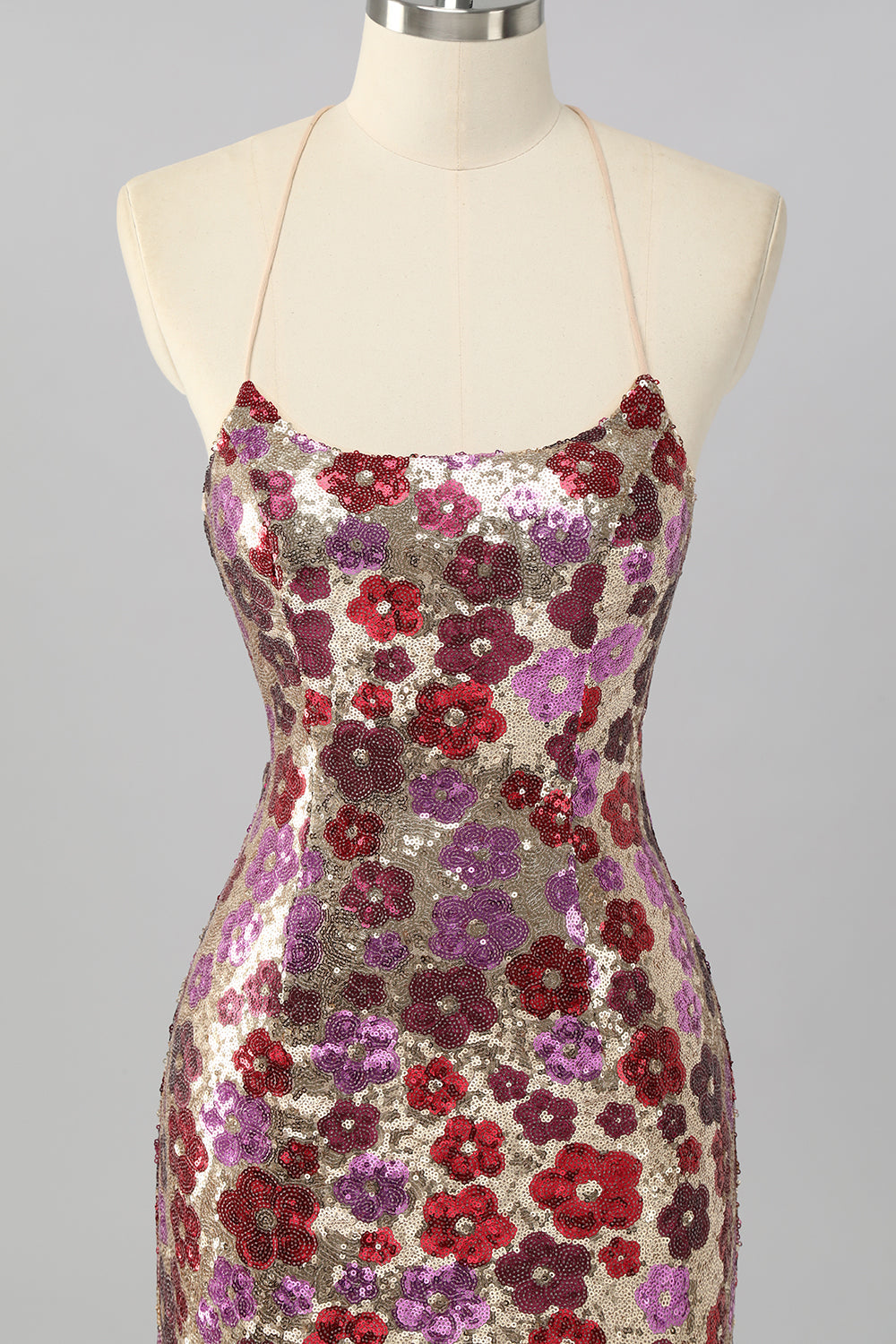Żółta kwiatowa cekinowa sukienka bodycon mini homecoming