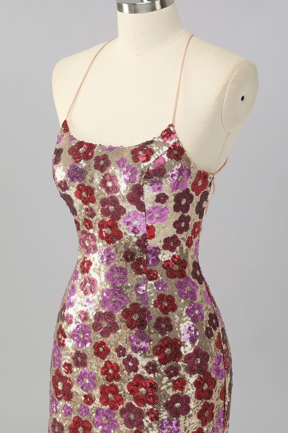 Żółta kwiatowa cekinowa sukienka bodycon mini homecoming