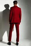 Bordowe 3-częściowe męskie garnitury balowe z pojedynczymi piersiami
