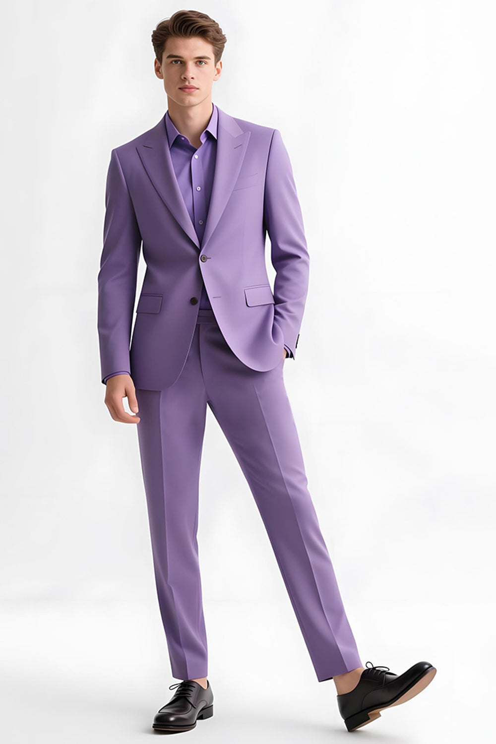 Purple Peak Lapel Slim Fit 2-częściowe męskie garnitury