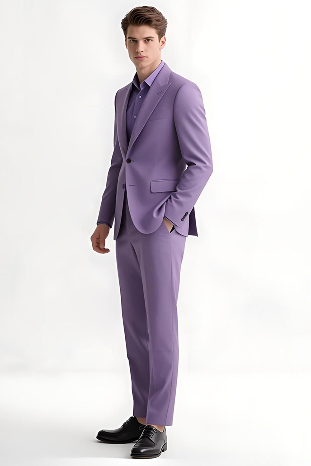 Purple Peak Lapel Slim Fit 2-częściowe męskie garnitury