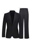 2-częściowe czarne garnitury męskie z klapami w kształcie szpiku slim fit