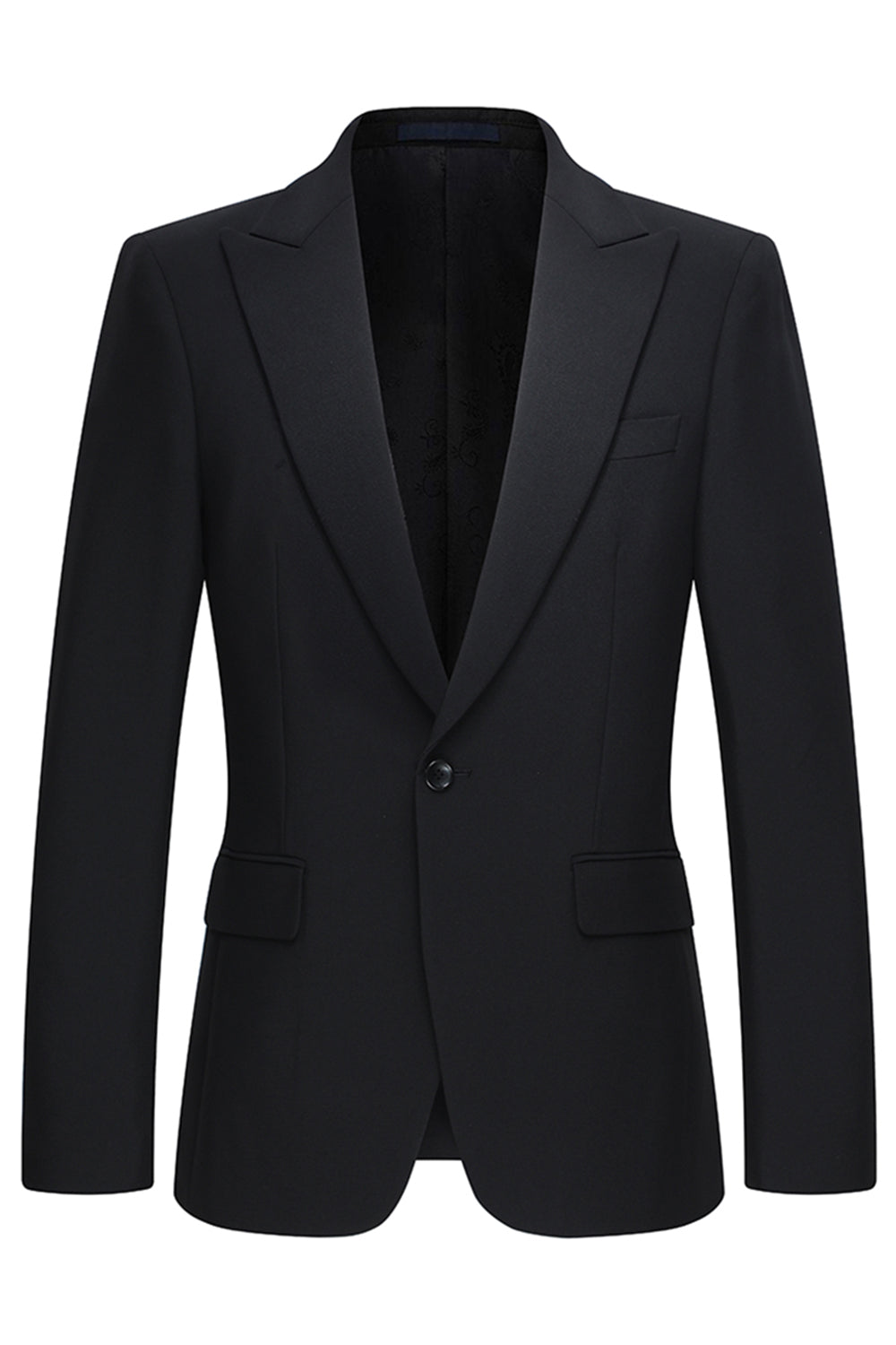2-częściowe czarne garnitury męskie z klapami w kształcie szpiku slim fit