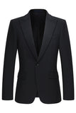 2-częściowe czarne garnitury męskie z klapami w kształcie szpiku slim fit