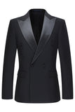 Slim Fit Czarne 2-częściowe dwurzędowe męskie garnitury z klapami w szpic
