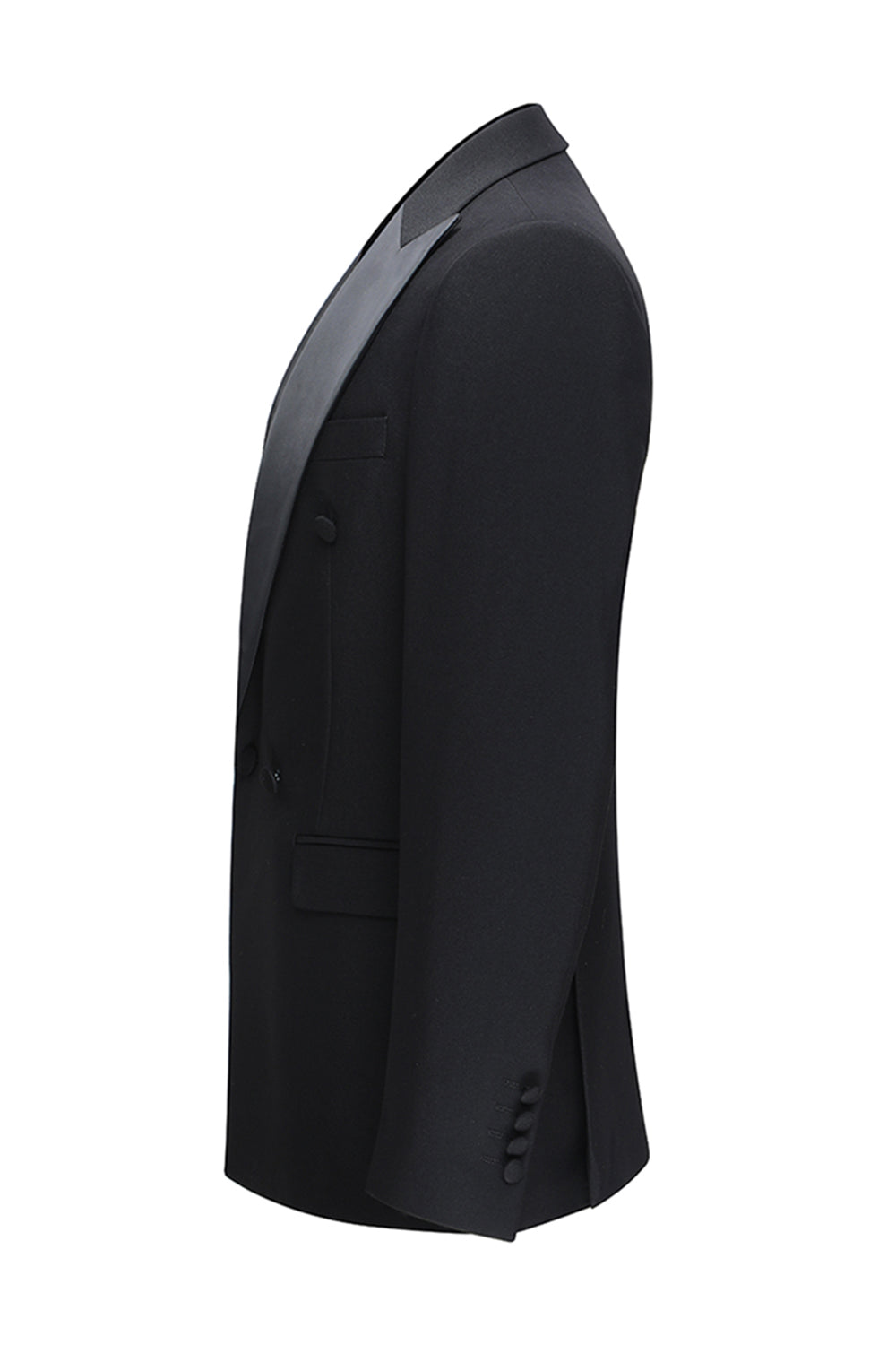 Slim Fit Czarne 2-częściowe dwurzędowe męskie garnitury z klapami w szpic