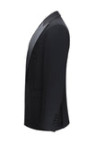 Slim Fit Czarne 2-częściowe dwurzędowe męskie garnitury z klapami w szpic
