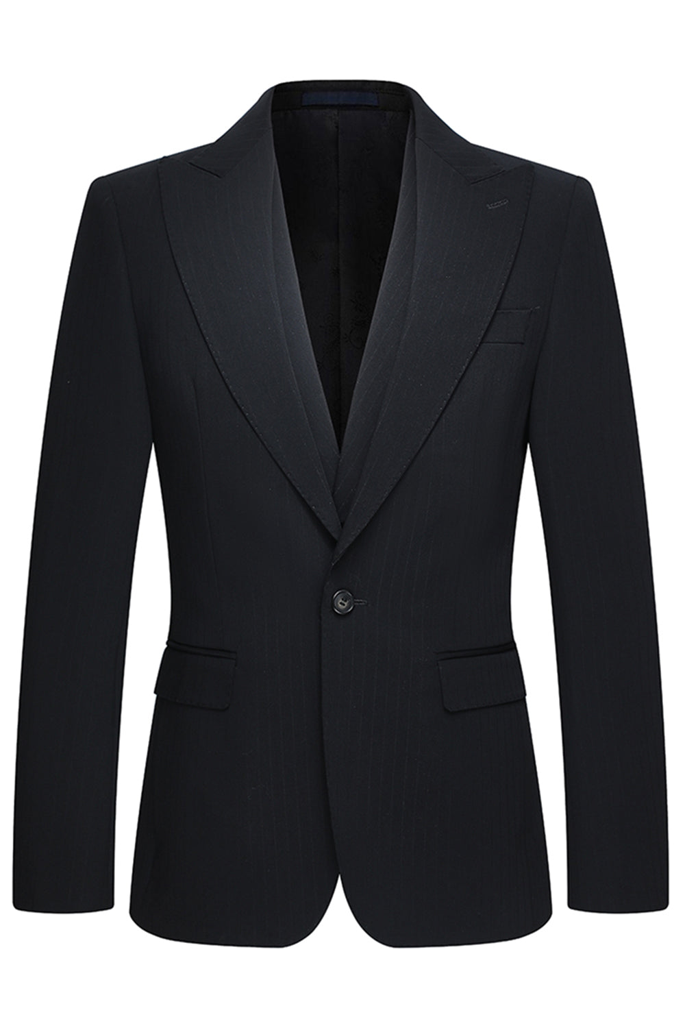 Peak Lapel 3-częściowe jednoguzikowe czarne męskie garnitury ślubne slim fit