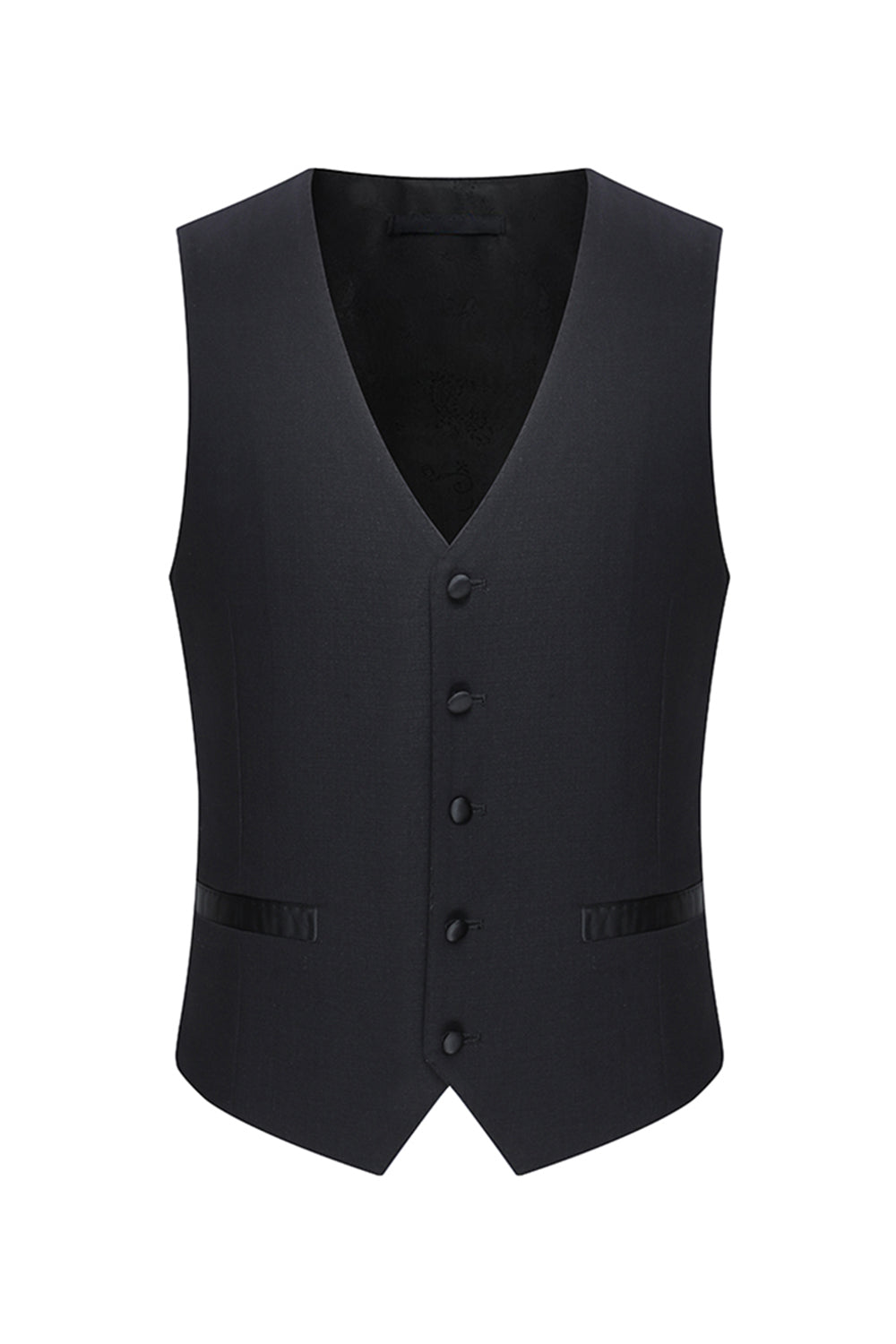 Czarne 3-częściowe męskie garnitury ślubne z klapami w kształcie szpiku slim fit