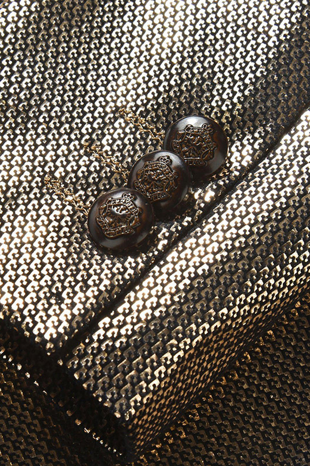 Złota metaliczna szal klapa męska marynarka na studniówkę