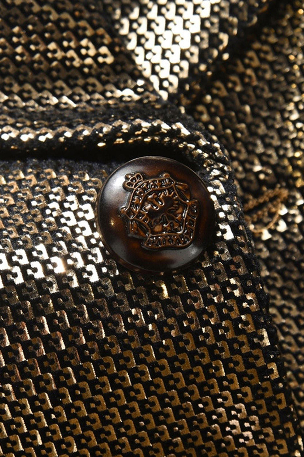 Złota metaliczna szal klapa męska marynarka na studniówkę