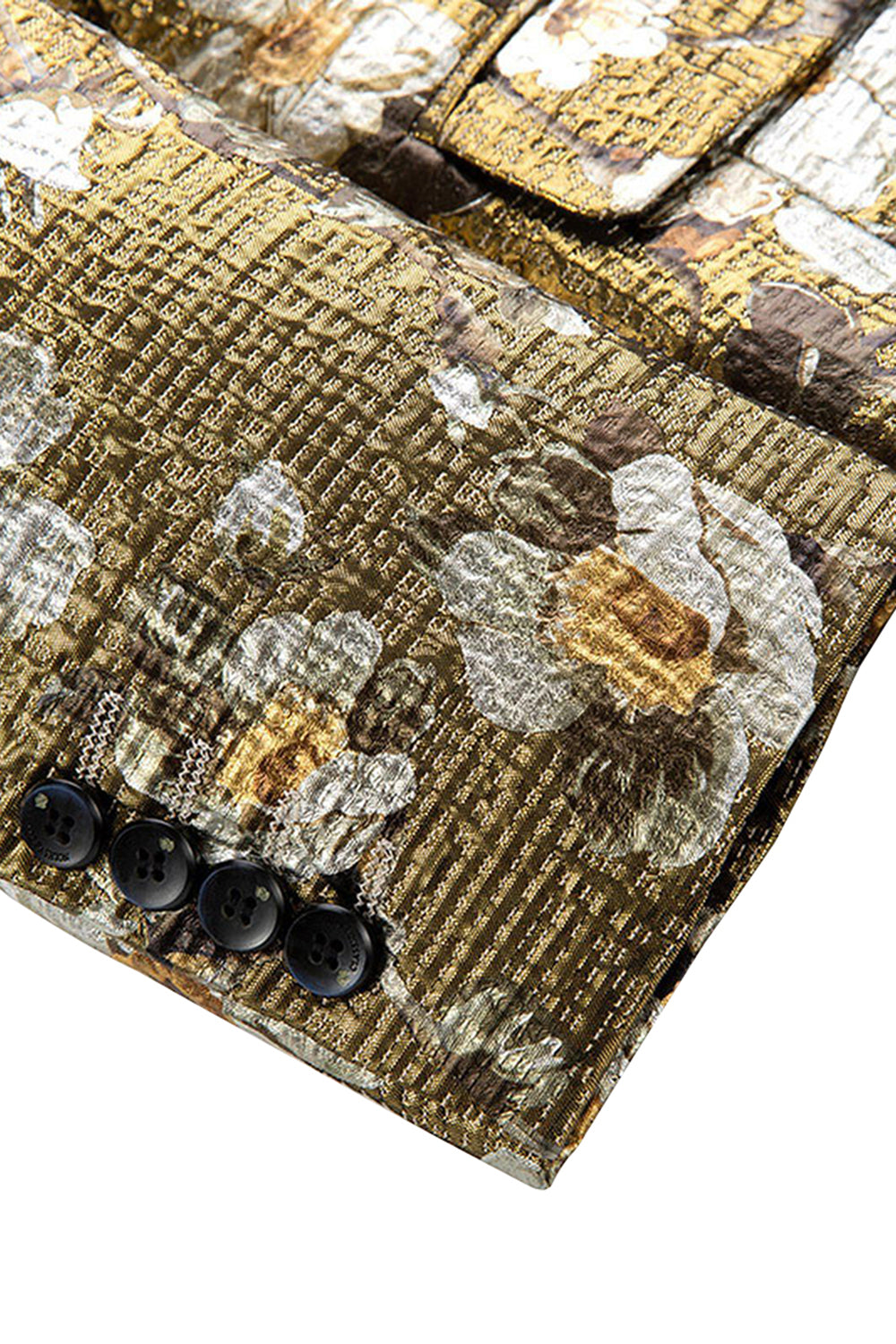 Złota kwiatowa marynarka na bal z jednym guzikiem