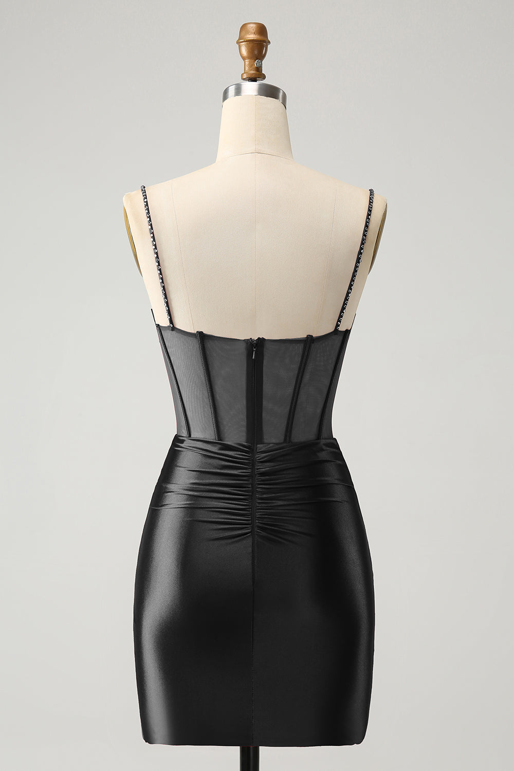 Brokat Ciemnoczerwony Gorsetowa Sukienka Koktajlowa Z Koralikami