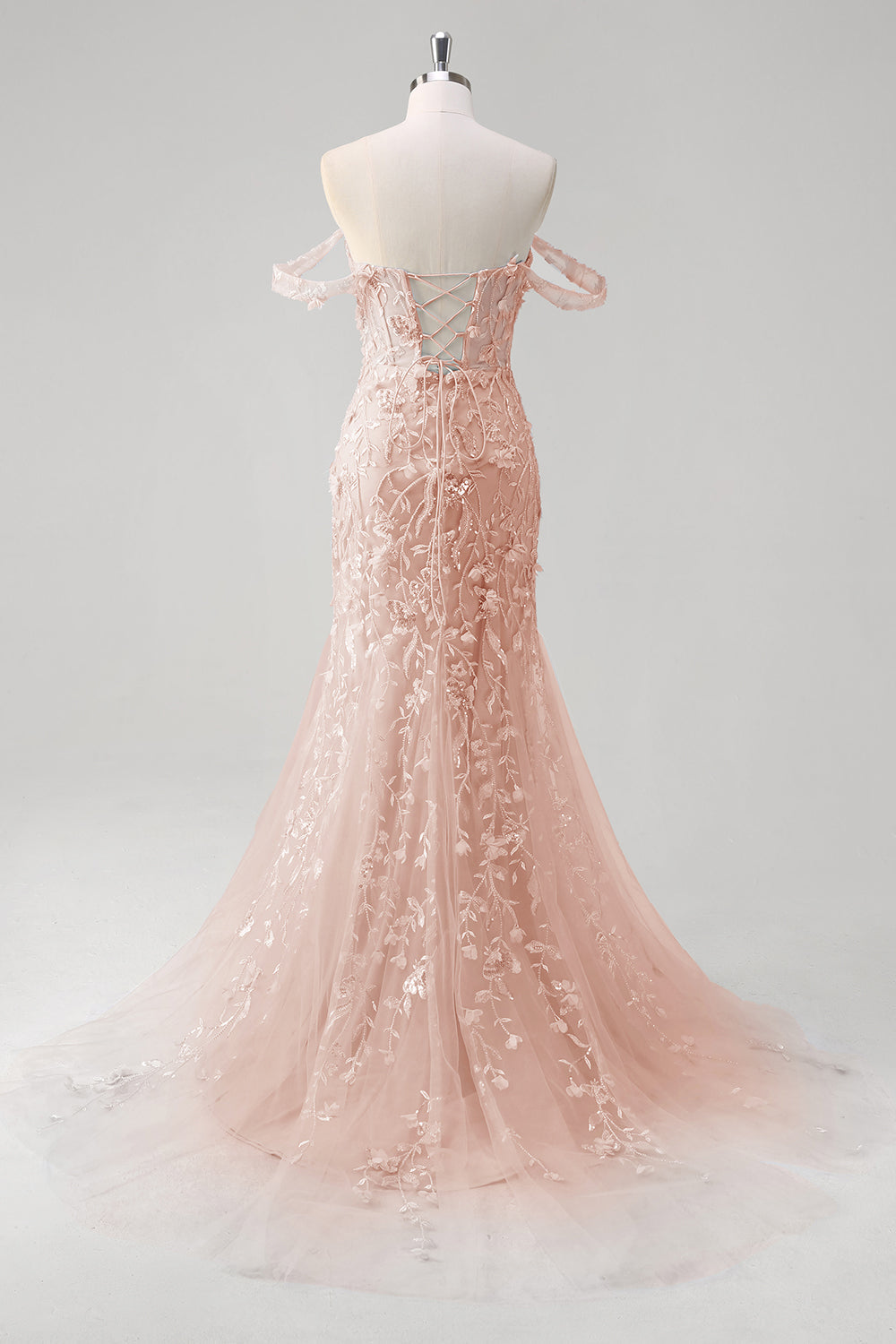 Syrenka Aplikacja Off The Shoulder Gorset Niebieska Sukienka Na Studniówkę