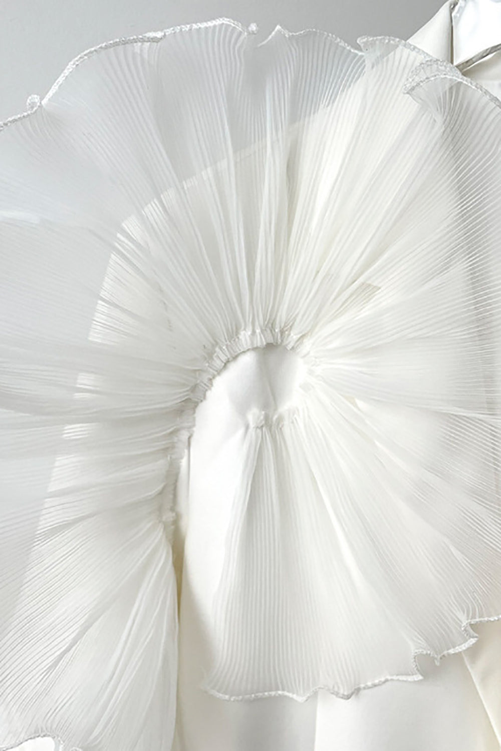 Czarna Karbowana Klapa Z Dwoma Guzikami Damska Marynarka Imprezowa Z Kwiatem