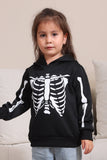 Czarne Bluzy Rodzinne Z Kapturem Na Halloween Skeleton