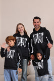 Czarne Bluzy Rodzinne Z Kapturem Na Halloween Skeleton