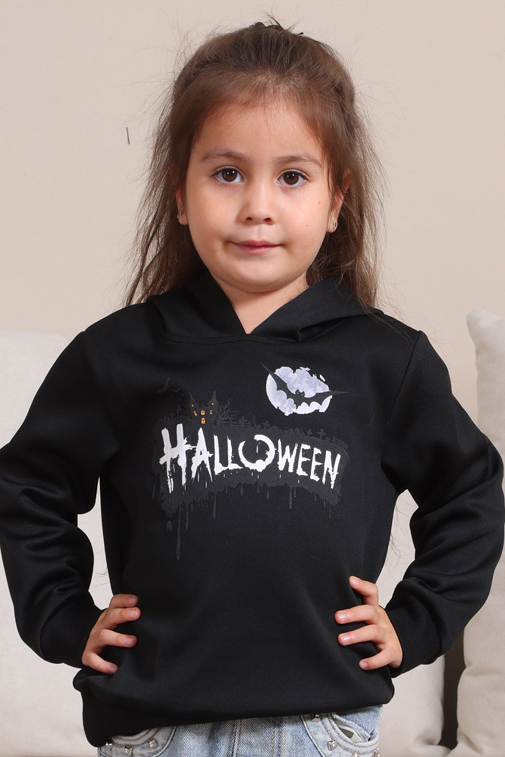 Czarna Rodzinna Bluza Z Kapturem Na Halloween