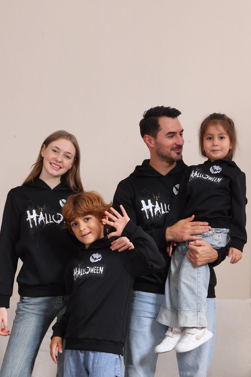 Czarna Rodzinna Bluza Z Kapturem Na Halloween