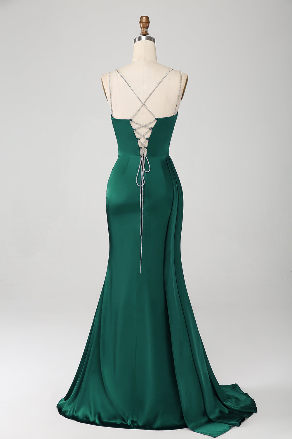 Granatowa Cienkich Ramiączkach Sukienka Syrenka Na Studniówkę Z Rozcięciem