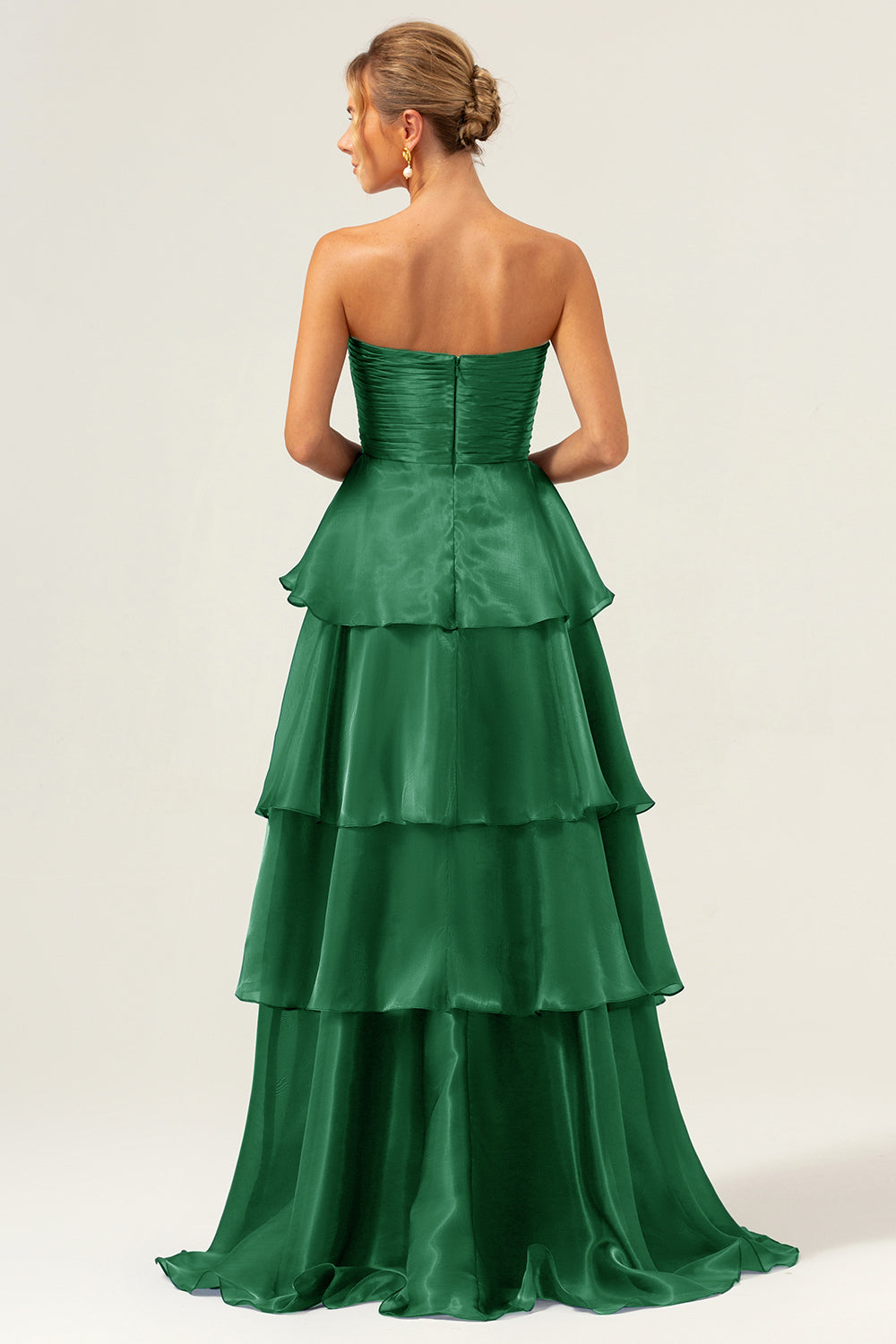 Ciemnogranatowa linia bez ramiączek warstwowa satynowa długa sukienka na studniówkę