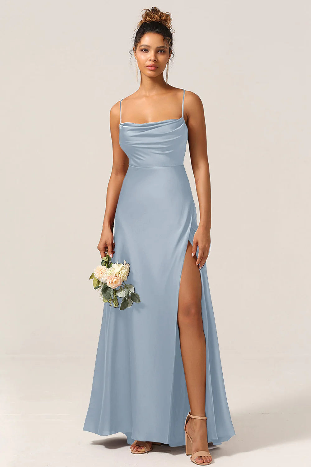 Prosta Linia Sznurowana Z Tyłu Bordowa Długa Sukienka Druhny Z Krzyżem Criss