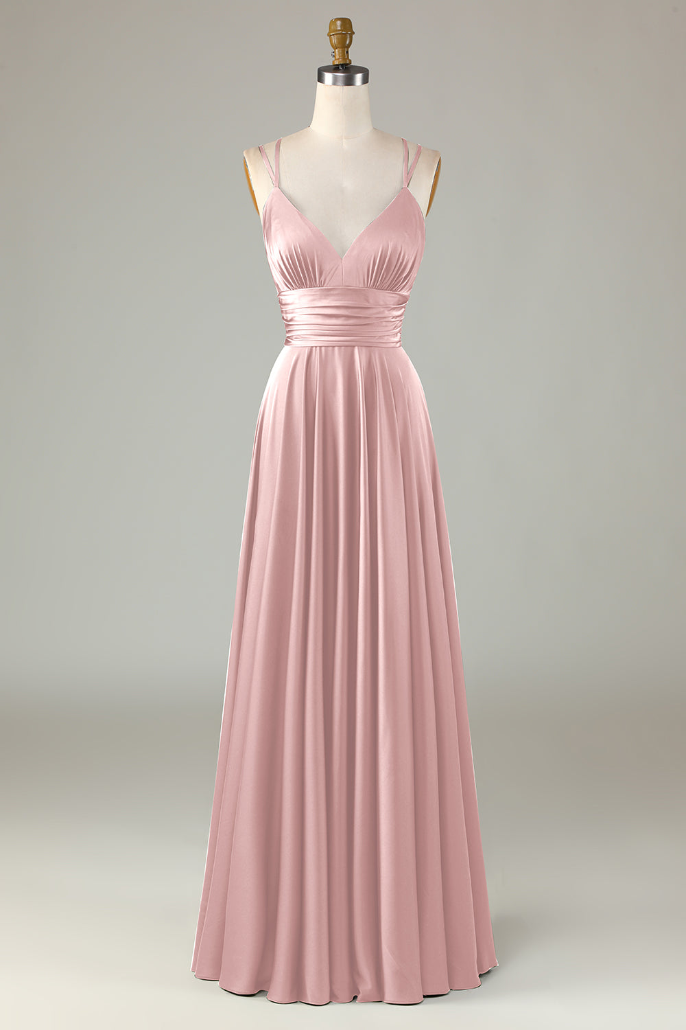 Róża Pustyni Satynowe Cienkich Ramiączkach Sukienka Na Wesele