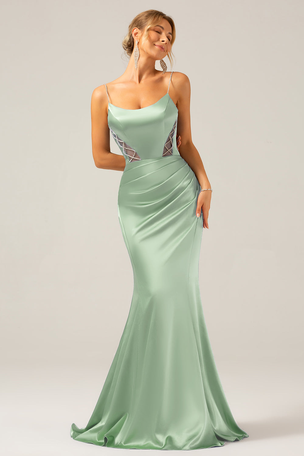 Zakurzony Błękit Cienkich Ramiączkach Sukienka Syrenka Na Wesele