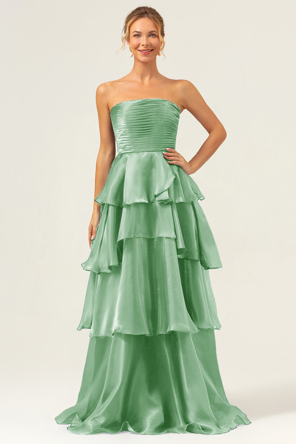 Ciemnogranatowa linia bez ramiączek warstwowa satynowa długa sukienka na studniówkę