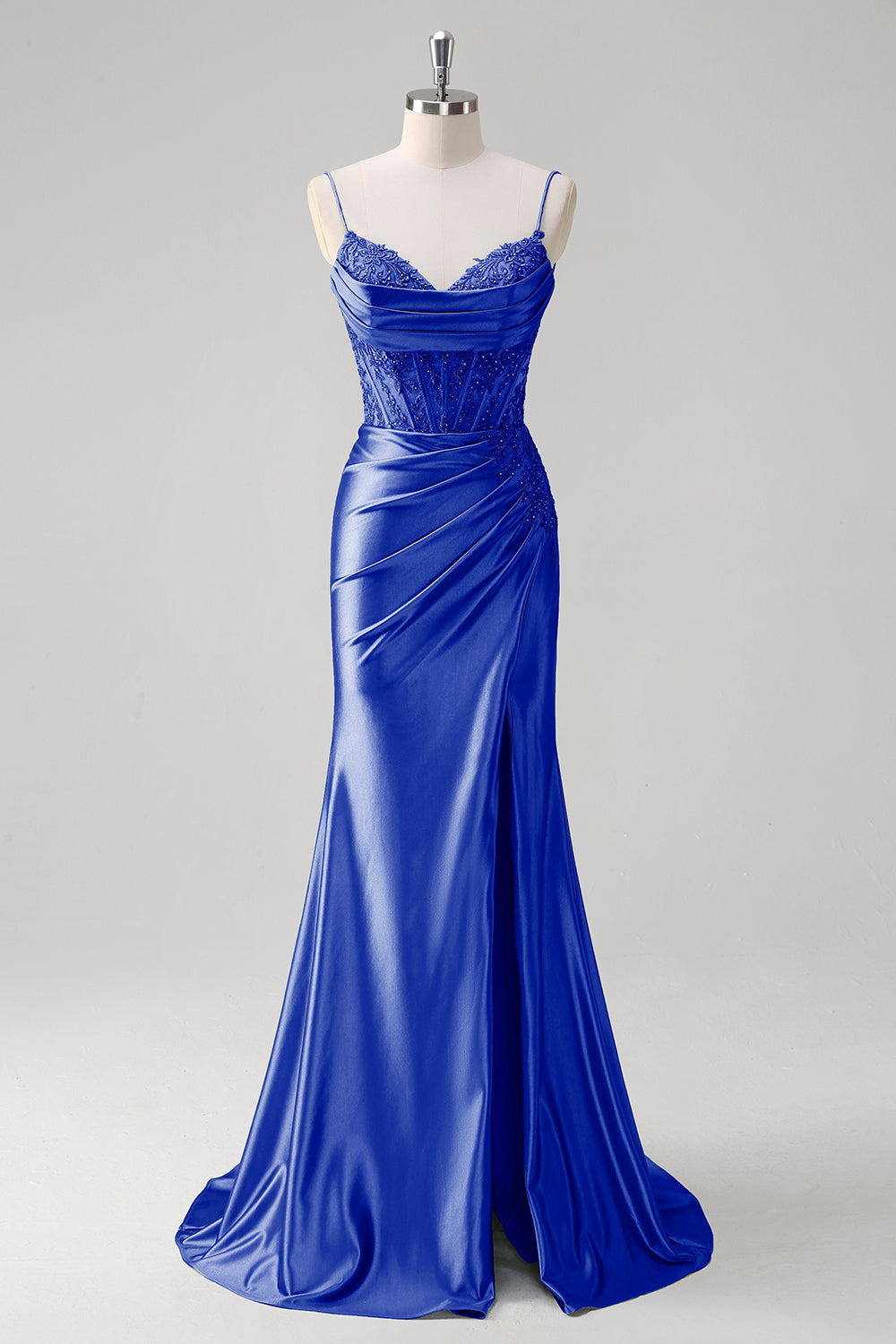 Błyszcząca Zielona Syrenka Satynowa Długa Sukienka Na Studniówkę z Koronki