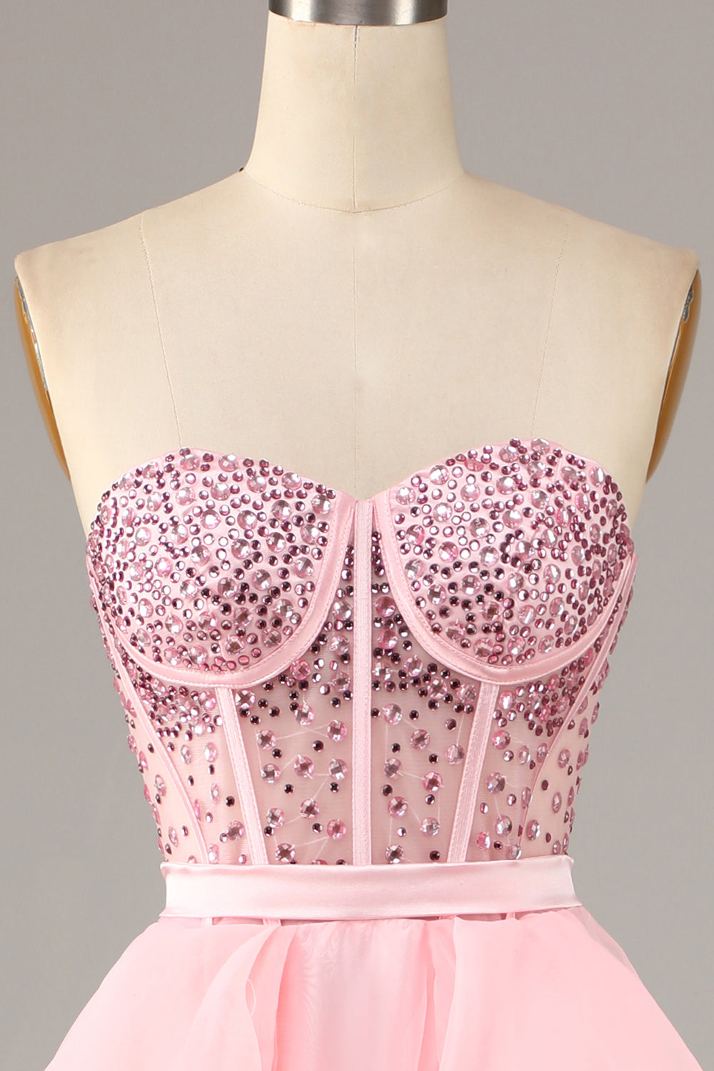 Błyszcząca Czarna Bez Ramiączek Gorset Księżniczkowa Sukienka Na Studniówkę z Koralikami