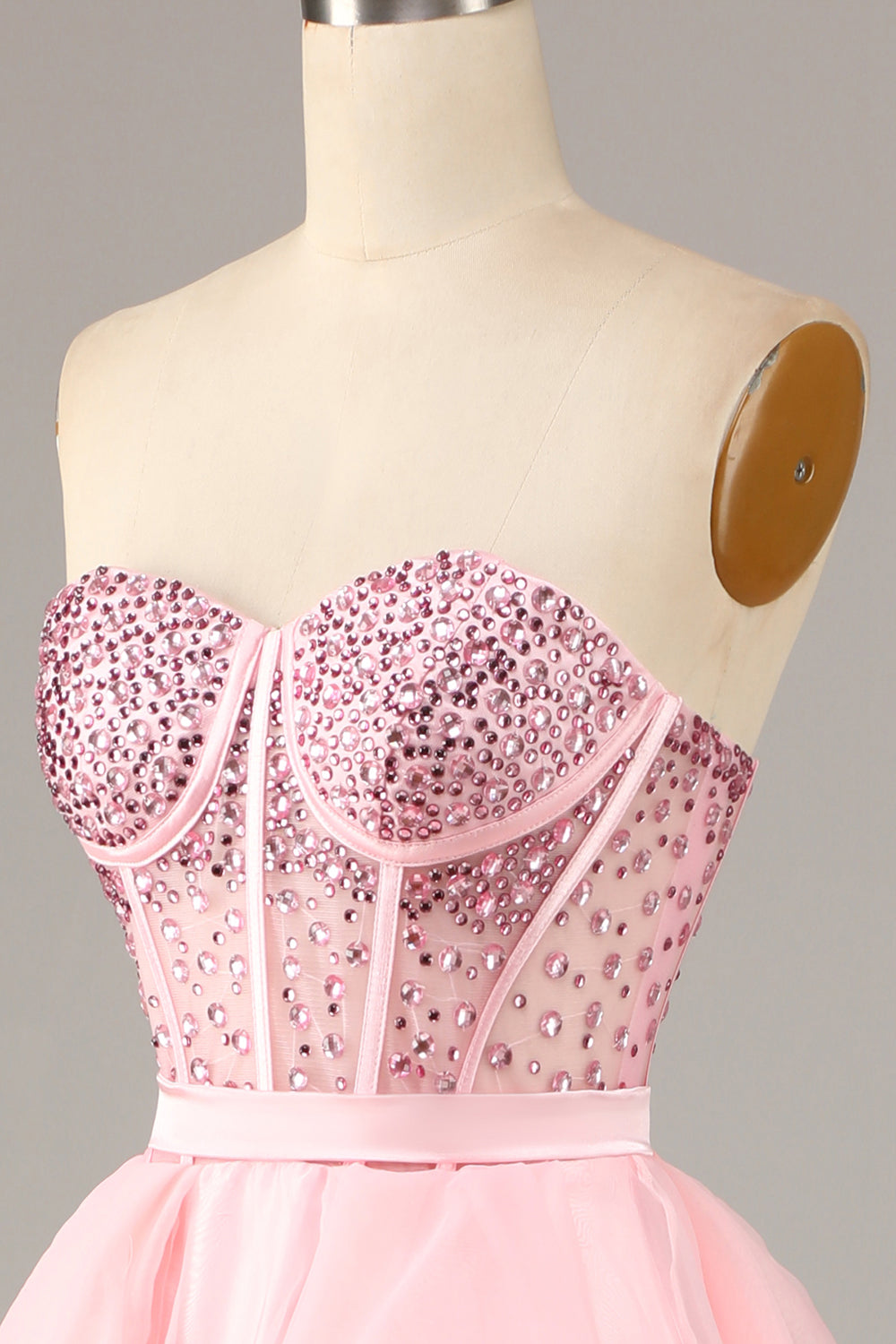 Błyszcząca Czarna Bez Ramiączek Gorset Księżniczkowa Sukienka Na Studniówkę z Koralikami