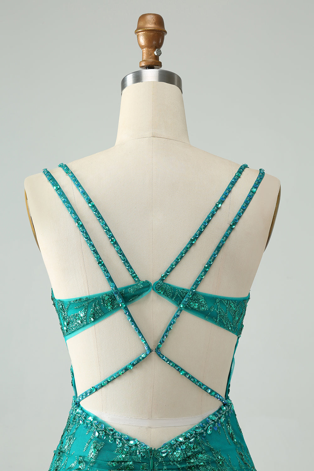 Błyszcząca Ciemnozielona Gorsetowa Sukienki Koktajlowe Z Cekinami