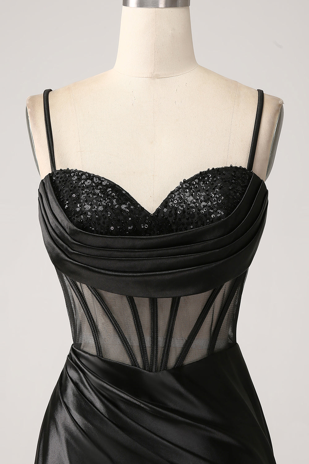 Czarna Gorsetowa Sukienka Syrenka Na Wesele Z Rozcięciem