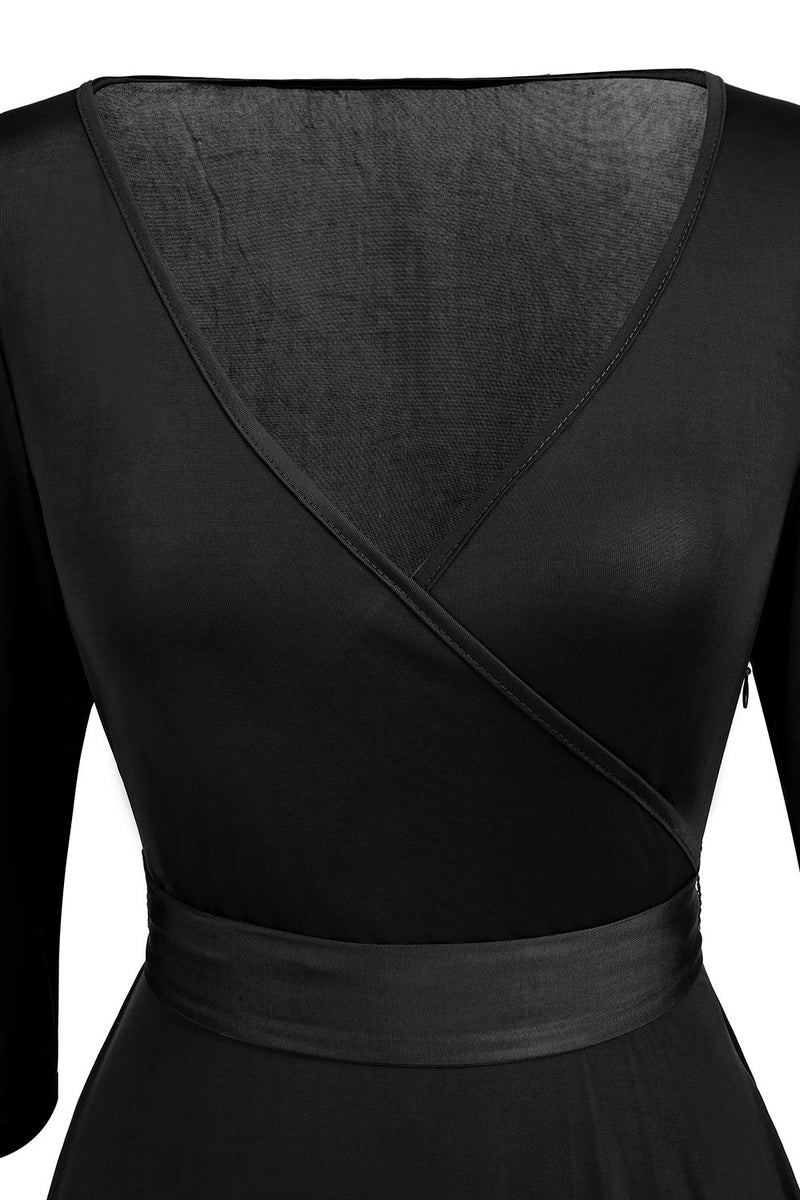 Załaduj obraz do przeglądarki galerii, Czarna sukienka Vintage 1950s z szarfą