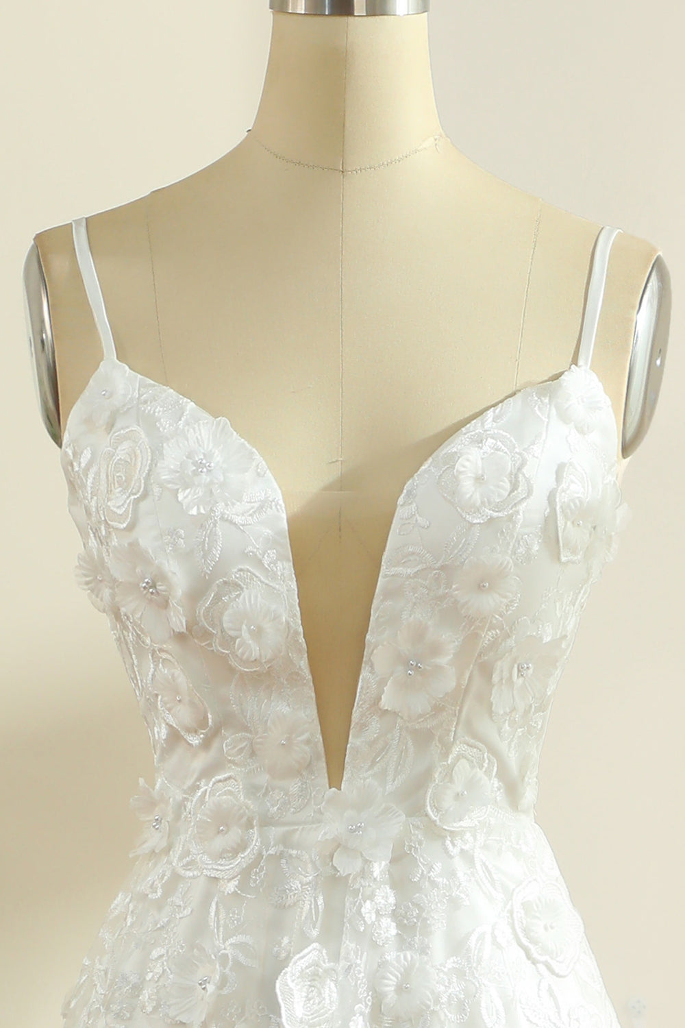 BiałeCienkich Ramiączkach Suknia Ślubna Boho Z Rozcięciem