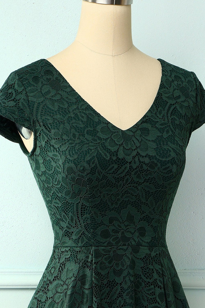 Załaduj obraz do przeglądarki galerii, Zielony Asymetryczne Sukienki Koronkowe Dekolt V