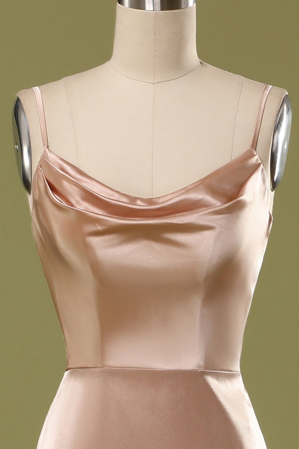 Różowa Satynowe Syrenka Sukienka Na Wesele Z Cienkich Ramiączkach