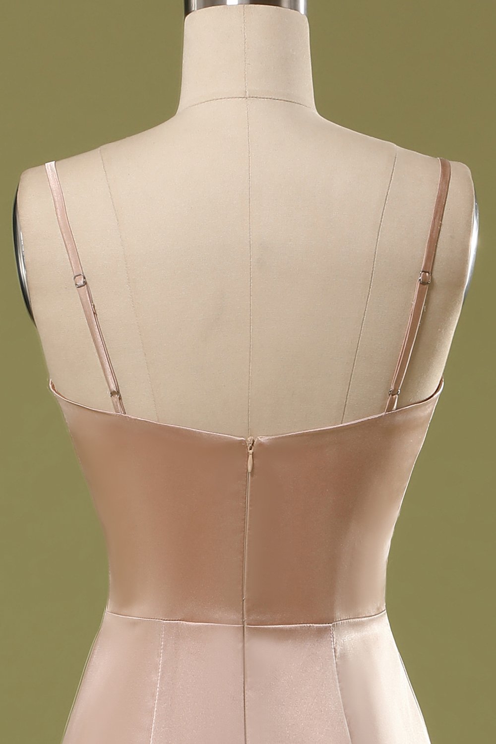 Różowa Satynowe Syrenka Sukienka Na Wesele Z Cienkich Ramiączkach