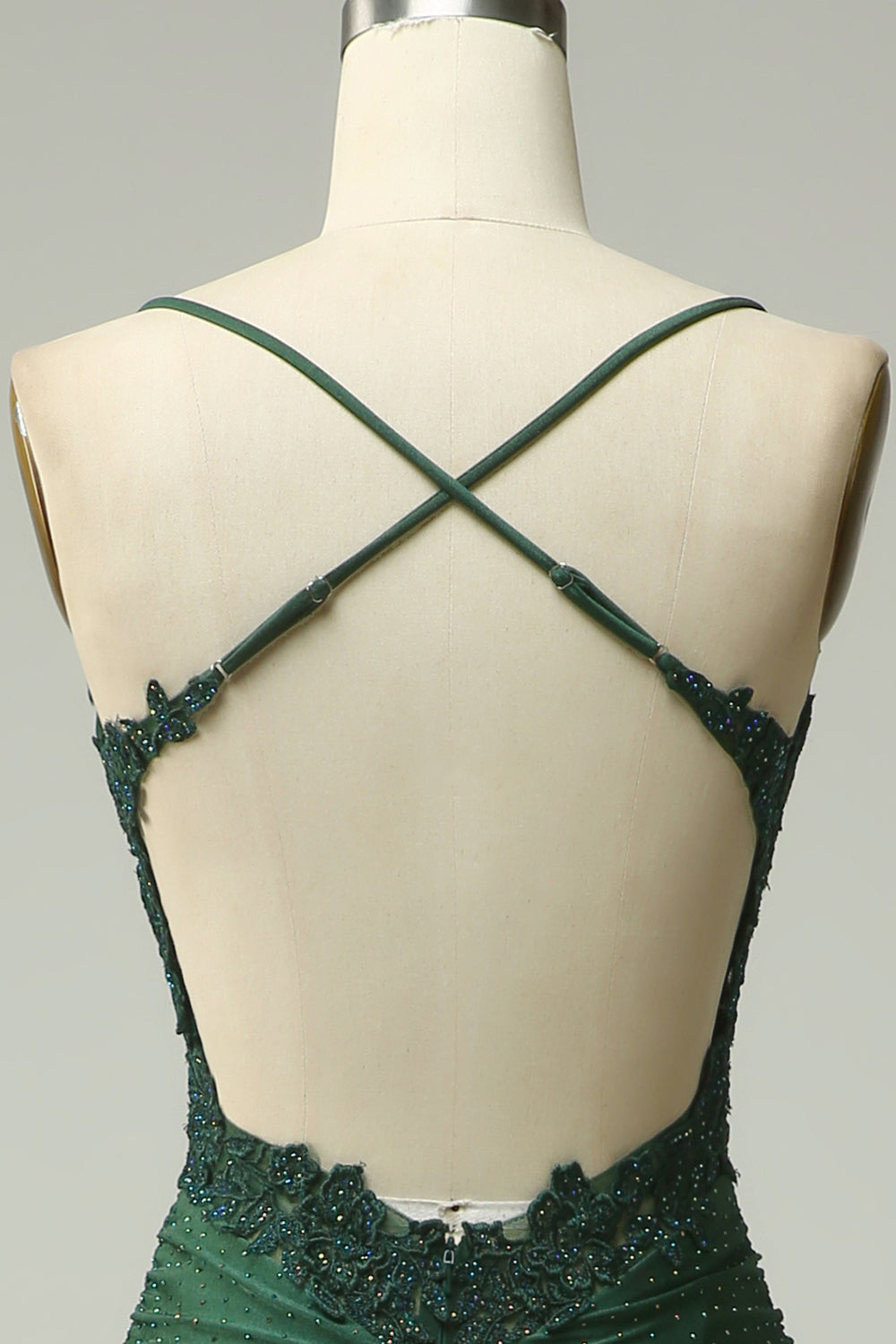 Syrena Dekolt Halter Ciemnozielona Sukienki Wieczorowe z Koralikami