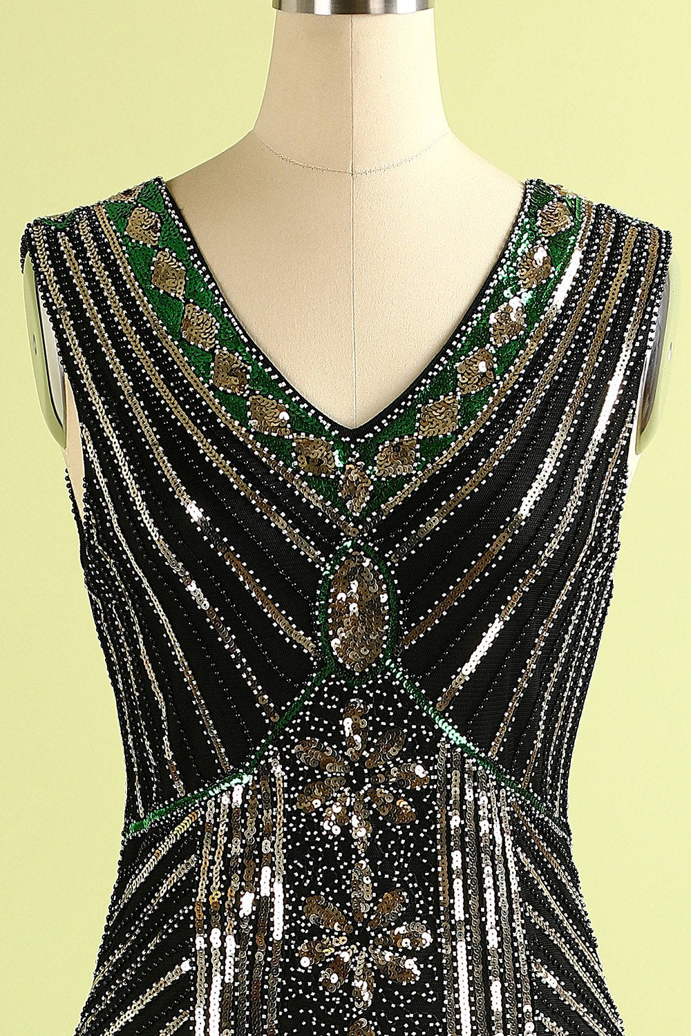 Czarna Sukienki Lata 20 z Frędzlami