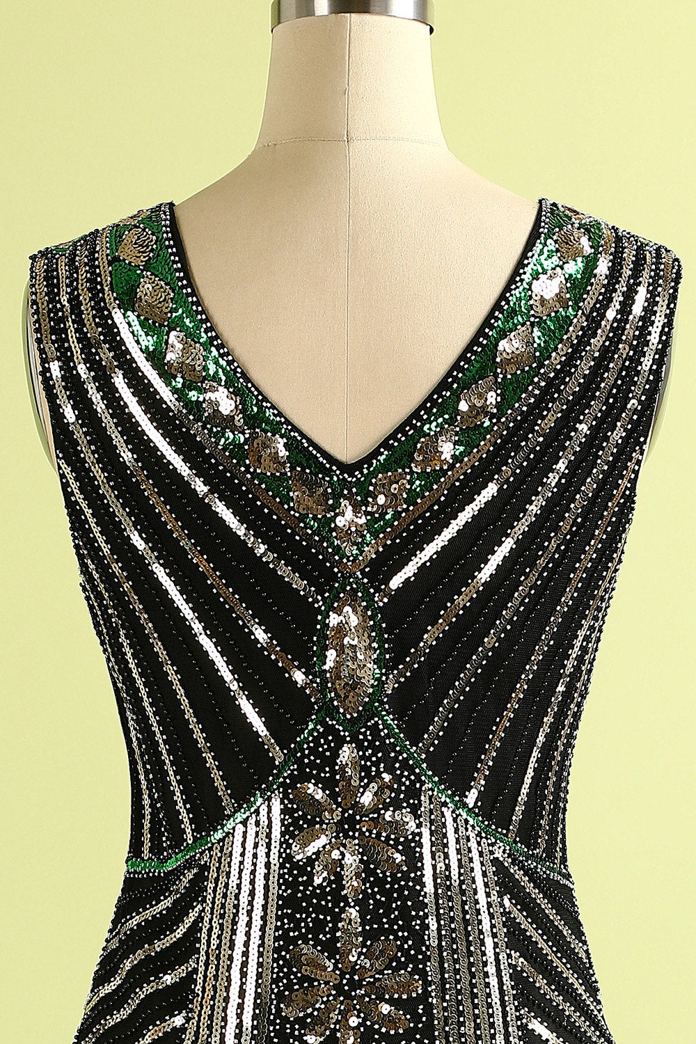 Czarna Sukienki Lata 20 z Frędzlami