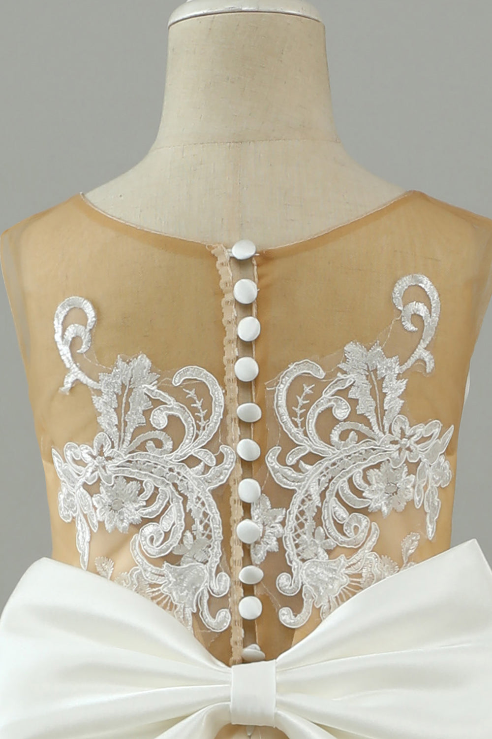 Szampan A Line Tiul Flower Girl Sukienka z kokardą