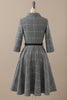 Załaduj obraz do przeglądarki galerii, Retro Styl Ciemnoszary vintage sukienka z długim rękawem