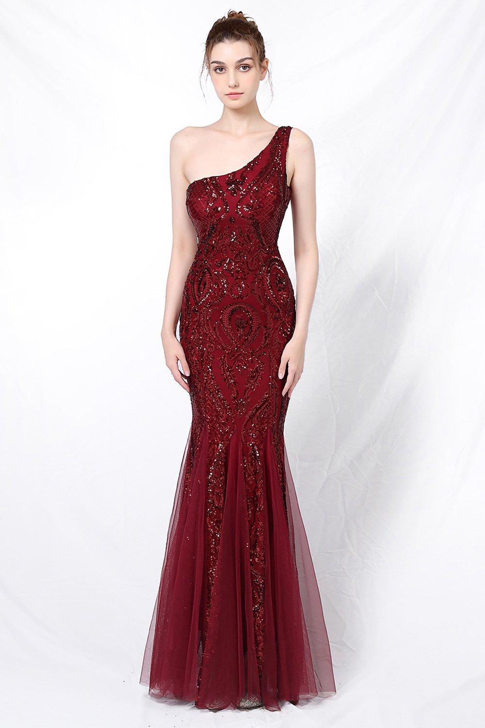 Mermaid One Shoulder Prom Sukienka z aplikacjami